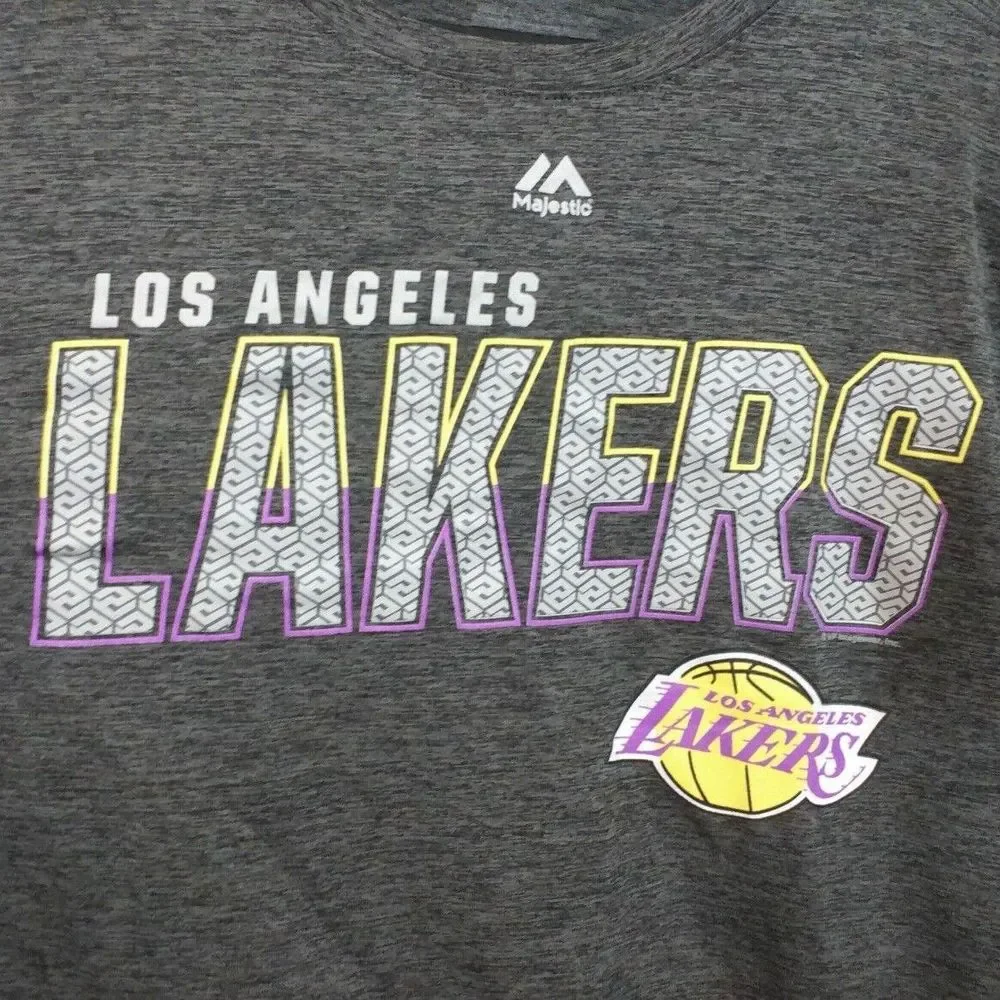 Los Angeles Lakers Tee Shirt, Short Sleeve, Gray, Size Large - Picture 3 of 4